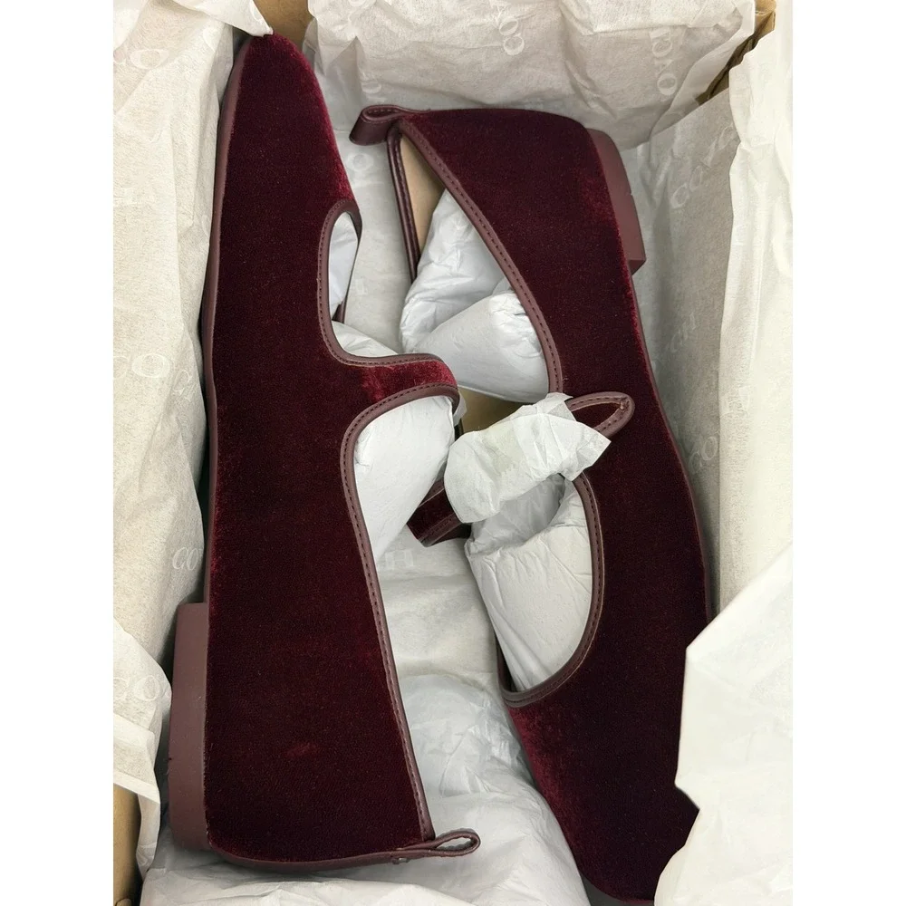 NEW Coach C Rivet Mary Jane Burgundy/Merlot CCG46 Velvet 8.5